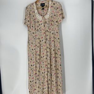 Vintage Jamie Brooke long floral spring  summer button front maxi dress
